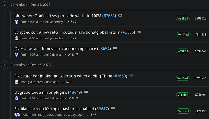 Commit history as 20251225, openhab-webui