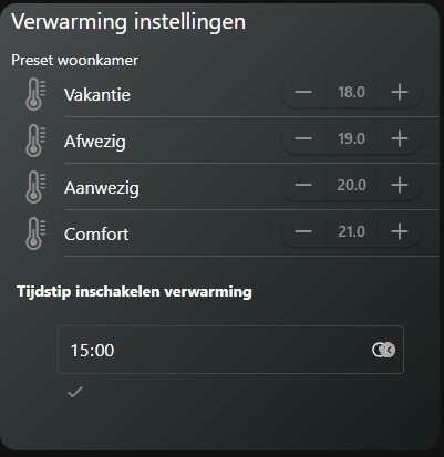verwarming settings openhab