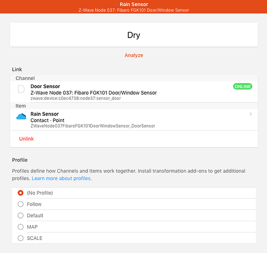 Rain Sensor-does not like profiles