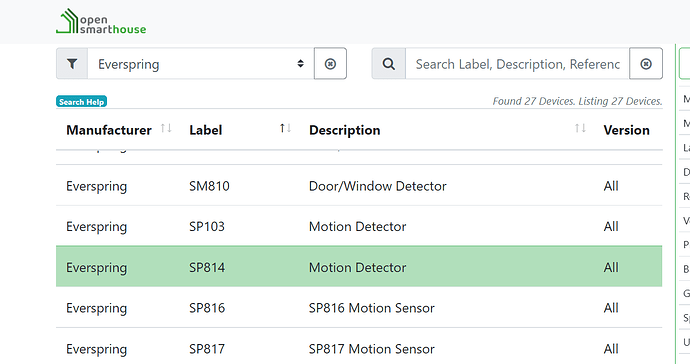 zwave everspring database