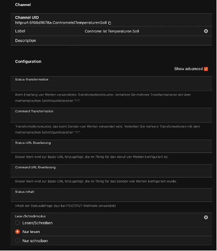 Create a channel for the configured target temperature (one for all)
