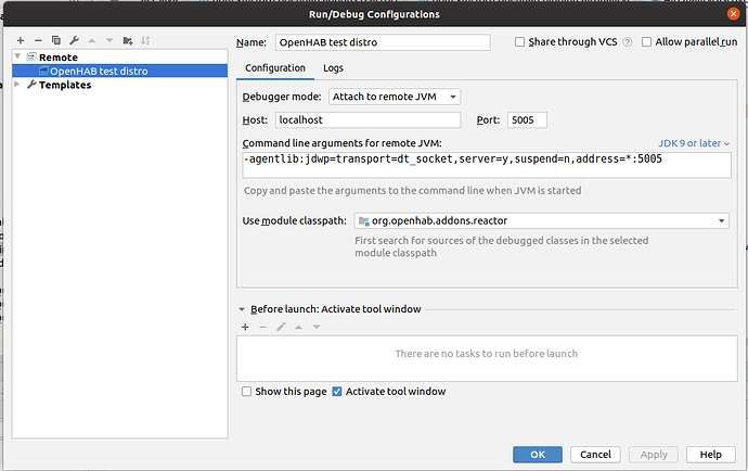Remote Debug Run Configuration