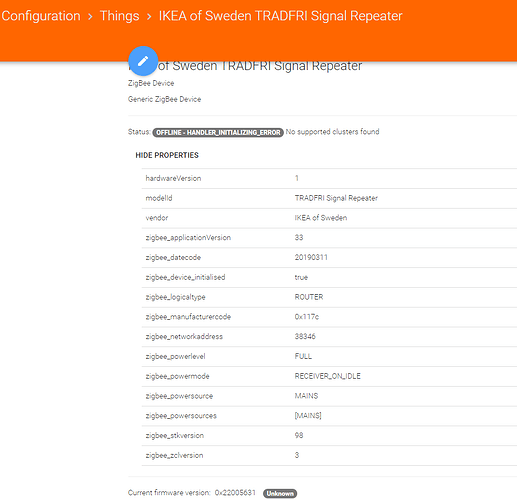 OH Zigbee Ikea Repeater issue