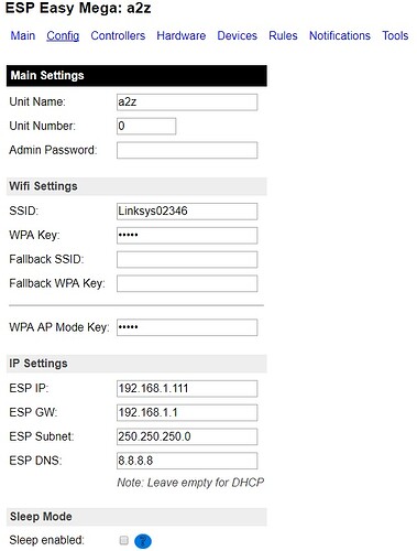 esp easy mega main settings