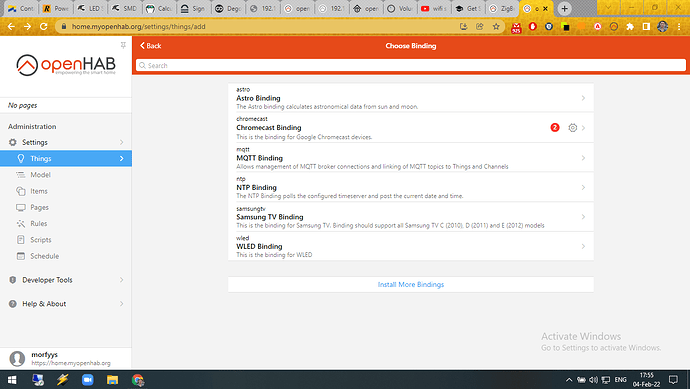 my installed bindings