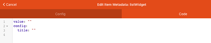 Widget YAML code
