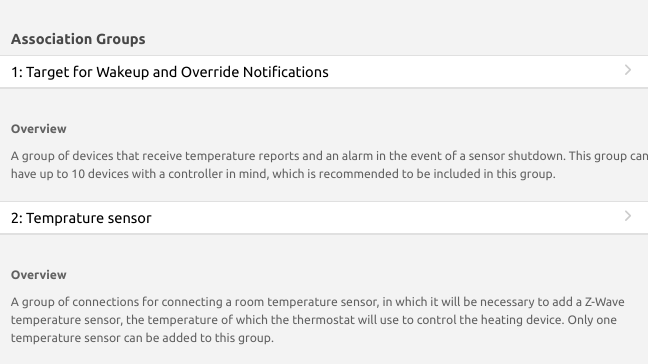 Unable to setup association group of MT02650 (Devolo Z-Wave radiator ...